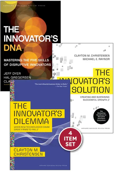 Disruptive Innovation: The Christensen Collection (The Innovator's Dilemma, The Innovator's Solution, The Innovator's DNA, and Harvard Business Review article "How Will You Measure Your Life?") (4 Items) book cover