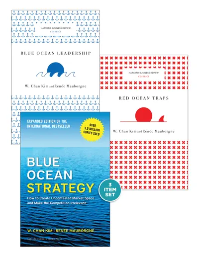 Blue Ocean Strategy with Harvard Business Review Classic Articles “Blue Ocean Leadership” and “Red Ocean Traps” (3 Books) book cover