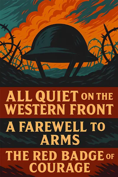 All Quiet on the Western Front, A Farewell to Arms & The Red Badge of Courage book cover