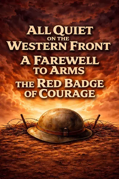 All Quiet on the Western Front, A Farewell to Arms & The Red Badge of Courage book cover