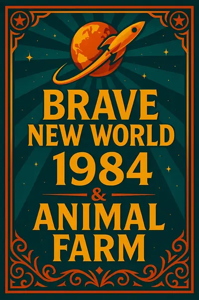 Brave New World, 1984 & Animal Farm book cover