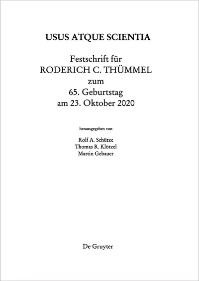 Festschrift für Roderich C. Thümmel zum 65. Geburtstag am 23.10.2020 book cover