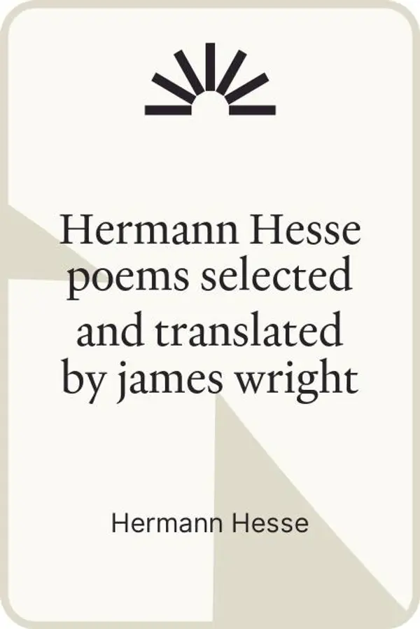Hermann Hesse poems selected and translated by james wright by Hermann Hesse cover