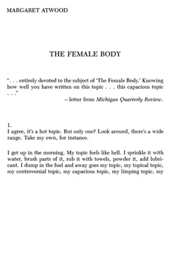 The Female Body by Margaret Atwood cover