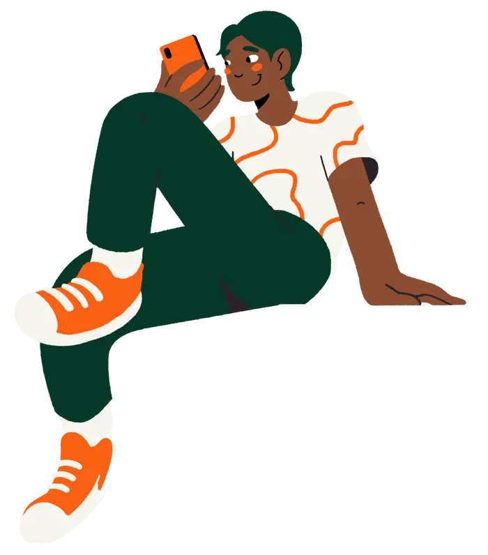 person sitting looking at phone